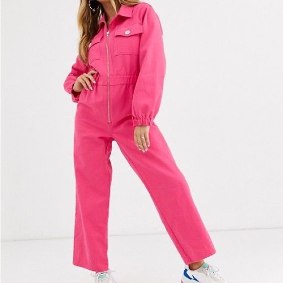 ASOS Pants - ASOS Design Hot Pink Denim Jumpsuit
